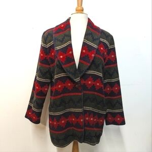 Vintage Wool Blend Aztec Blanket Blazer Oversized Long line S Western